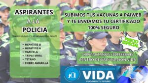Lanzan descuentos en vacunación para jóvenes que quieran ingresar a la Policía