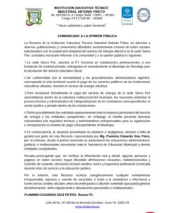 Rector del ITI respondió tras falta de servicio eléctrico en sede Sierra Flor de Sincelejo